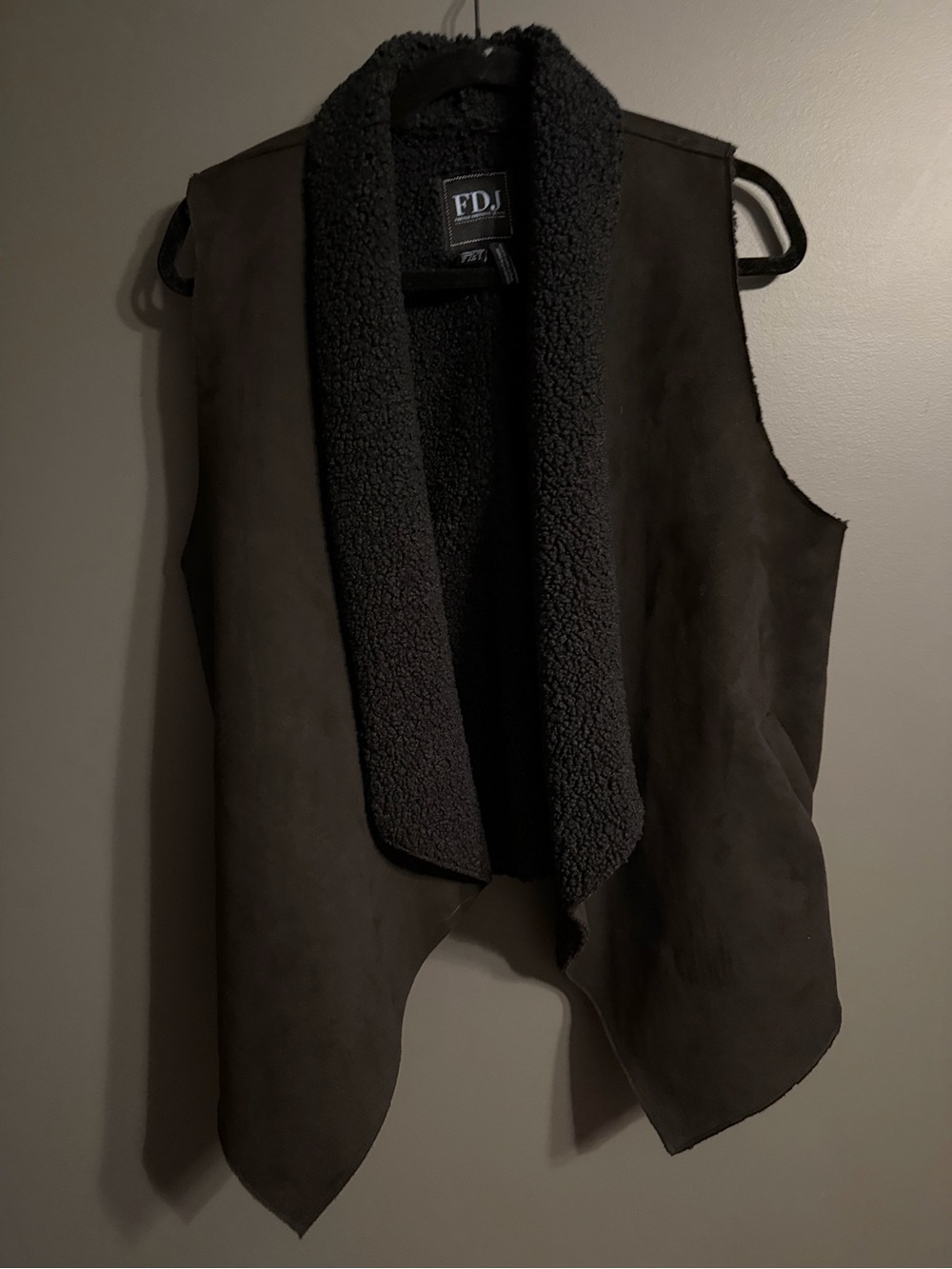 F.D.J. Black Faux-Suede Sherpa Vest